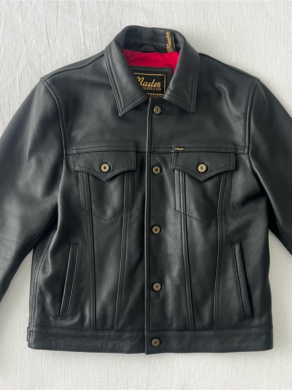 NWOT Master Supply Co “Jackknife” Black Leather Jacket - Size XL